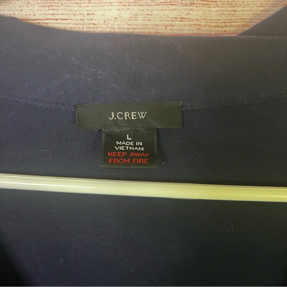 J.Crew Navy Blue Button Down White Piping‎ Pajama Top Size Large